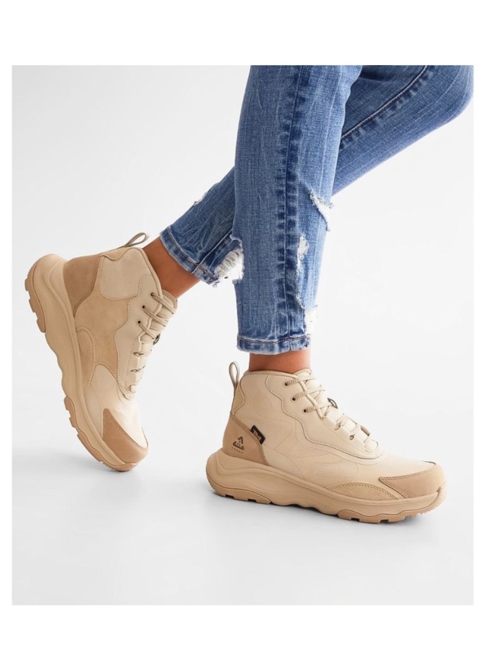 TEVA Geotrecca Leather Ankle Lace Up Boot in Seasame Sand Dune Size 6 Gorpcore